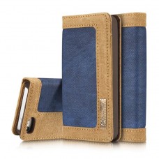 iPhone 6 6s Plus 5.5 - CaseMe Vintage Denim Material Stand Wallet Protective Phone Cover Case - Blue